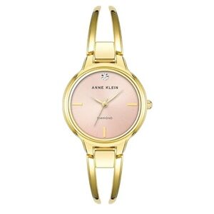 Women's Genuine Diamond Dial Bangle Watch Gold /Pink